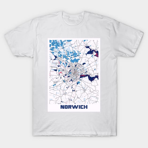 Norwich - United Kingdom MilkTea City Map T-Shirt by tienstencil